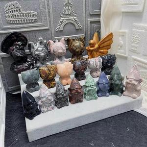 Artigianato naturale <span class=keywords><strong>di</strong></span> alta qualità che intaglia la pietra della figurina della fata del gufo nano del gattino <span class=keywords><strong>di</strong></span> cristallo animale per la decorazione domestica - Product Image 4