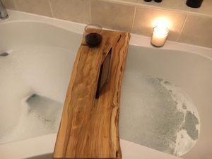 Solid Wood Multifunctional Storage Rack with One-Word Partition for Bathtub <b>Modern</b> Design Hotel & Living Room Furniture - Product Image 4