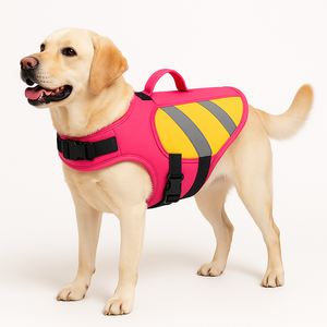 कस्टम बड़े कुत्ते जीवन जैकेट वाटरप्रूफ पकने के लिए नियोप्रोन पालतू जानवरों के कपड़े ठोस पैटर्न कपड़े - Product Image 1