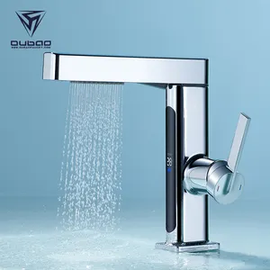 OUBAO Unique Design Deck Mounted Brass Wash Water Sink Sanitary Ware Bathroom Basin Mixer Faucets