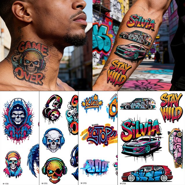 New Desgin Waterproof Temporary Tattoo Stickers Temporal Tattoo Custom Graffiti Temporary Tattoos