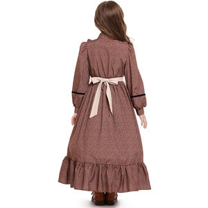 Chica colonial para <span class=keywords><strong>Amazon</strong></span> Source Prairie Pioneer Dress con bufanda floral marrón larga para <span class=keywords><strong>Halloween</strong></span> con personaje Echo - Product Image 3