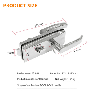 Bán chạy nhất Bạc nhôm hồ sơ khóa Shining hẹp khung trượt cửa kính xử lý với 3 phím - Product Image 2