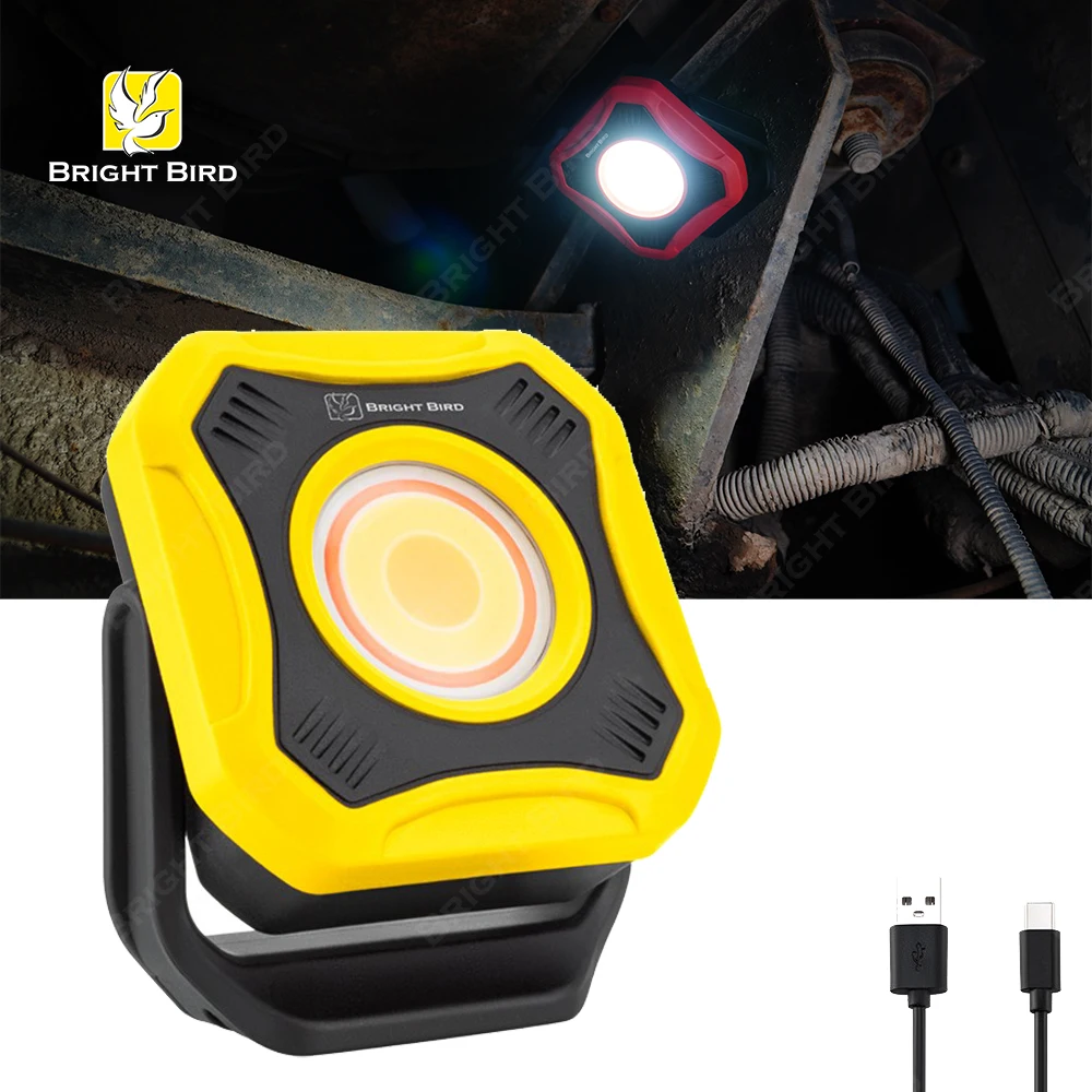 10W COB Rechargeable Car Inspection LED Flood Work Lamp 1000 Lumen Rotated Handle Portable Led Magnet Work Light DC Power Supply