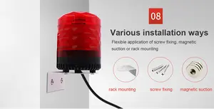 Magnetic Warning Alarm LED Revolving Strobe Rotary Voice Beacon Light Security Light With Buzzar