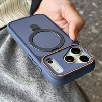 Coque antichoc en métal mat avec béquille pour iPhone 18 Pro 17 Air 16 Pro Max 14 15 Plus 13 12 11, Housse de protection magnétique