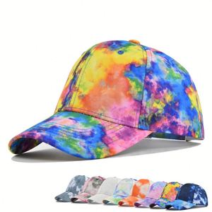 New Tie-Dye <b>Baseball</b> <b>Cap</b> for Men & Women Trendy Summer Sun Hat with UV Protection, Breathable Cotton <b>Cap</b> in Multiple Colors - Product Image 1
