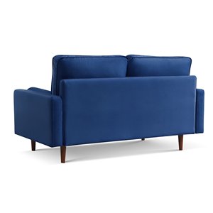HMS 69 Set divano in velluto blu con gambe marrone scuro e cuscini per soggiorno - Product Image 4