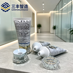 Custom Printed Clear Cosmetic Squeeze Tube with Decorative Acrylic Cap for Skincare Cream - Product Image 3