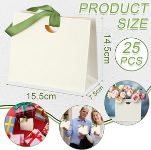 White Wedding Mini Gift <strong>Bags</strong> with Ribbon Handle Thick Texture Paper Bridal Shower Wedding Welcome <strong>Bag</strong> for Valentine's Day - Product Image 3