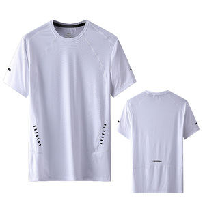 Camiseta atlética de gimnasio para hombre Ice Cool Dry 85% Nylon 15% Spandex tela entrenamiento Fitness gimnasio deportes Camiseta básica para hombres ropa deportiva - Product Image 2