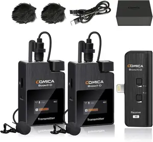 IPhone iPad için cowireless kablosuz yaka mikrofonu, BoomX-D MI2 çift vericileri ile 2.4Ghz kablosuz klipsli yaka mikrofonu