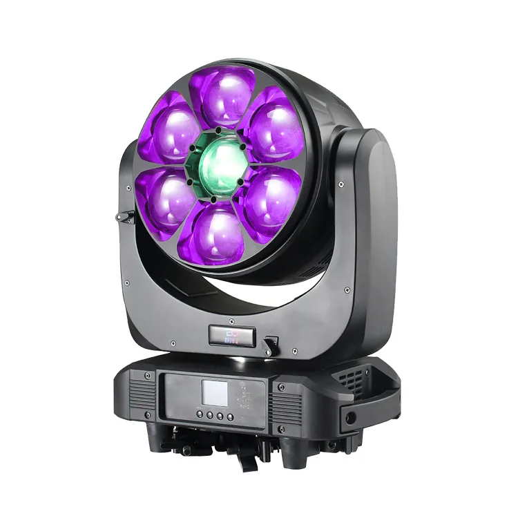 مصباح Qixin الرئيسي المتحرك الأكثر مبيعًا في 2024 مصباح مسرحي ليد 7x 60w ألوان كاملة rgbw 4 في 1 مع ضوء على شكل عين النحل مصباح رأس متحرك ليد