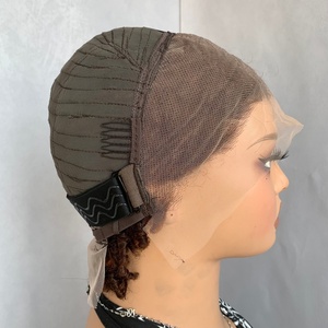 Perruque Afro Kinky Curly <span class=keywords><strong>Courte</strong></span> de 6 Pouces en Cheveux Brésiliens Vierges Marron Noir, Fausses Locs Tressées au Crochet 13*4 Transparentes pour Femmes - Product Image 6
