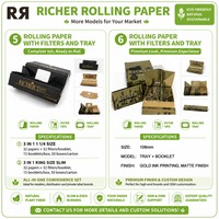 Papier à rouler personnalisé avec logo imprimé, gomme arabique naturelle, format King Size, 13 g/m², non blanchi, avec filtre à cigarettes et filigrane