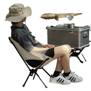 Chaise de loisirs ultralégère moderne pour le camping en plein air, pliable, à ouverture rapide, en fer, avec sac de rangement Oxford pour le jardin - Product Image 1