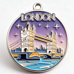 Medalla de Esmalte Duro del Puente de la Torre de Londres, Recuerdo Plateado Circular con Temática de Viajes, Artesanía de Aleación de Zinc - Product Image 2
