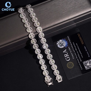 Smile Design Moissanite Cuban Link <b>Bracelet</b> Rhodium Plated <b>Solid</b> 925 <b>Silver</b> Hiphop Iced Out Jewelry - Product Image 6