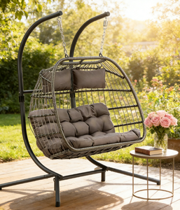 Chaise d'automne en rotin durable, confortable et de haute qualité, balançoire surdimensionnée en forme d'œuf pour 2 personnes - Product Image 1