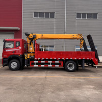 Grue de camion de 8 tonnes avec échelle, Dongfeng 4x2, grue de levage à crochet, flèche articulée à 5 bras / flèche télescopique pour le chargement d'excavatrices