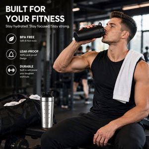 Custom logo BPA Free Metal Fitness Sports Water <b>Bottle</b> 500ml 750ml Single Wall Stainless Steel <b>Protein</b> Shaker with Measurement - Product Image 2
