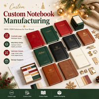 Carnet de Noël personnalisé avec bande élastique, couverture imprimée en couleur, logo personnalisé et pages intérieures, plusieurs styles de design