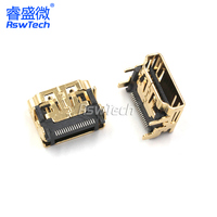 Conector de enchufe de Puerto Hdmi de 19 pines tipo C USB personalizado Cable de fibra óptica de bloqueo con conectores de 90 grados conector de enchufe macho Hdmi