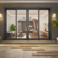 Porte coulissante en aluminium certifiée CE, double vitrage trempé, ventilation moderne pour villa résidentielle