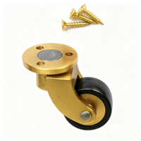 Roue pivotante à fixation par plaque en laiton, rotation à 360°, roulement silencieux en caoutchouc, avec vis pour armoire, piano, canapé, table