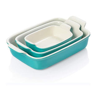 Vente en gros OEM Plat de cuisson en céramique avec deux poignées Plat de cuisson en grès rouge Plat de cuisson en céramique avec logo personnalisé - Product Image 1