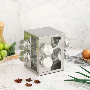 Organizador de cocina de acero inoxidable SYH1183, cajón de Metal, tarro de especias giratorio de madera, estante de almacenamiento de condimentos, diseño de uso de gabinete - Product Image 3