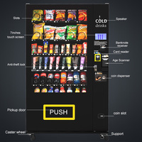 Máquina Expendedora de Bebidas Frías con Pantalla de 7 Pulgadas, Diseño Delgado, Dispensador de Bebidas y Aperitivos Refrigerado con SDK Abierto para Europa, OEM/ODM