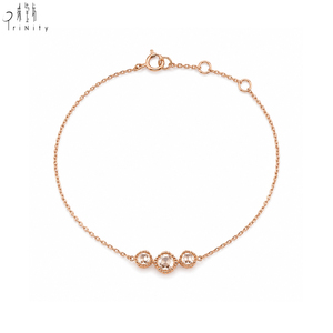 Newest Products Classic Rose Cut Diamond Ladies Daily Jewelry 18K Rose <b>Solid</b> <b>Gold</b> Real Natural Diamonds Chain Link Bracelet - Product Image 2