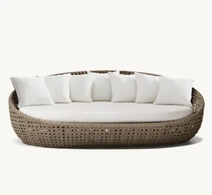 ST. MARTIN New Design All Weather Handwoven Garden Sunbed Hotel Durable Poolside Rattan Daybed Modern Luxury Outdoor Furniture