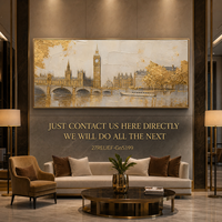 Peinture à l'huile sur toile épaisse, paysage de Big Ben de Londres, peinte à la main en or, art mural de luxe pour hall d'hôtel, salon, grande taille, sur mesure