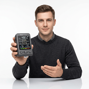 Dispositif Portable de Détection de CO2 (Dioxyde de Carbone) avec Affichage de Température, <span class=keywords><strong>Humidité</strong></span>, HCHO et TVOC, Compatible Android, en Plastique, <span class=keywords><strong>pour</strong></span> <span class=keywords><strong>Maison</strong></span> Intelligente - Product Image 1
