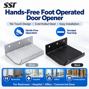 Manija de puerta cuadrada de acero inoxidable sin contacto para cajones, gabinetes de baño y armarios de cocina, fácil de usar. - Product Image 1