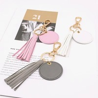 Porte-clés promotionnel en alliage de zinc avec pampille, en cuir Saffiano véritable de luxe, gravé au laser et imprimé en relief
