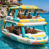 Île flottante gonflable portable avec auvent détachable pour les vacances en famille au lac, à la plage, en plein air ou dans un complexe hôtelier