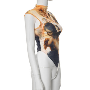 T-shirt Trendy con Fusione Artistica e Vivace Stampa di Van Gogh per un Look Unico, Canotta Sexy con Scollo a <span class=keywords><strong>O</strong></span>, Camicette e Top Corti - Product Image 4