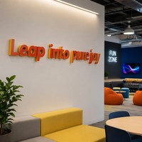 Letrero Acrílico Personalizable con Logotipo de Empresa, Mini Pantalla LED, Letras Iluminadas Multicolor Grabadas en Vidrio