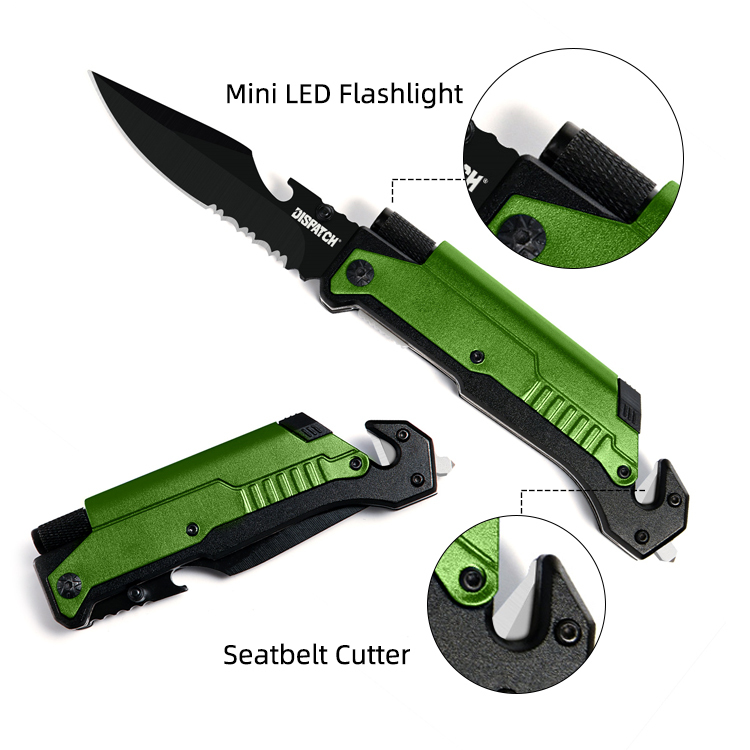 Outdoor Camping Survival Multifunctional Knifel with LED Light Folding Hunting Pocket Knife