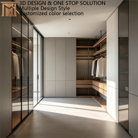 Dressing moderne de luxe sur mesure avec design 3D et rangement avec porte en verre