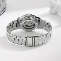 Montre mécanique de luxe pour homme, logo personnalisé, verre saphir, bracelet en alliage d'acier inoxydable, largeur de bracelet 22 mm, usage professionnel, aiguilles
