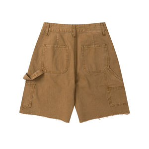 <span class=keywords><strong>Shorts</strong></span> Cargo da <span class=keywords><strong>Uomo</strong></span> Stile Carpenter in Twill di Cotone 100% <span class=keywords><strong>Denim</strong></span> Nero Effetto Consumato Vintage Streetwear Personalizzati - Product Image 4