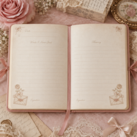 Ensemble de carnets LABON personnalisés avec lettres d'amour, dentelle florale, couverture en cuir PU avec feuille d'or, ruban et breloque cœur, dans un coffret cadeau