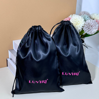 Sacs en satin personnalisés pour extensions de cheveux et perruques avec fermeture à ruban, impression sérigraphique pour l'emballage de bijoux