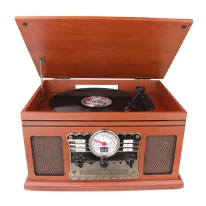 Nostalgic CD recorder DAB radio wooden turntable phonograph with USB Cassette player