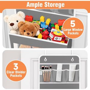 Over The Door Organizer 6 <b>Shelves</b> Detachable Hanging Storage Solution With 5 Large Pockets And 3 PVC Pockets Grey - Product Image 4
