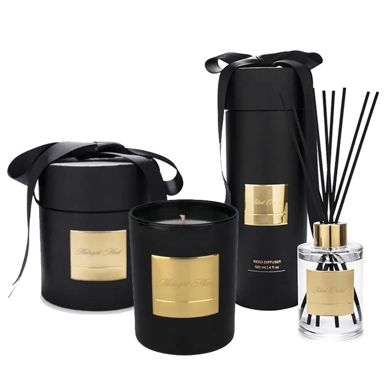 M & Scent-velas perfumadas de fragancias para el hogar, juego de regalo personalizado de lujo de marca privada, con difusor de caña
